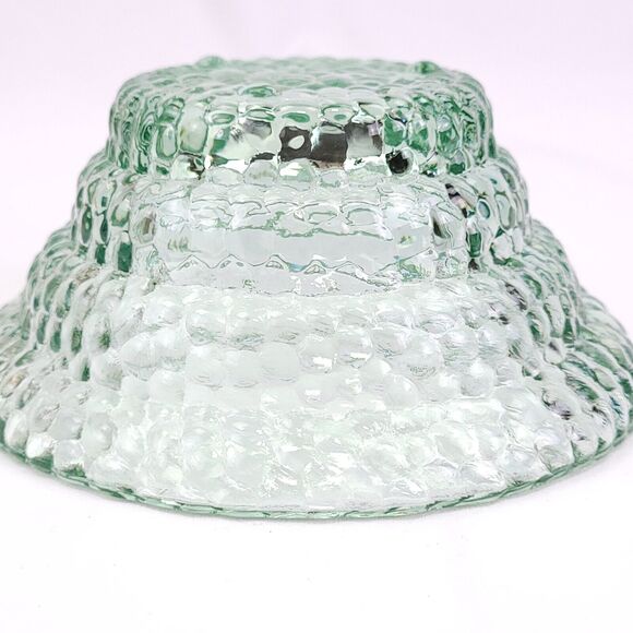 Heavy Aqua Glass Funnel Styled Bubble Glass Small Bowl - Picture 3 of 6